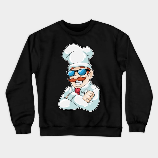 Chef with Chef's hat & funny Sunglasses Crewneck Sweatshirt by Markus Schnabel